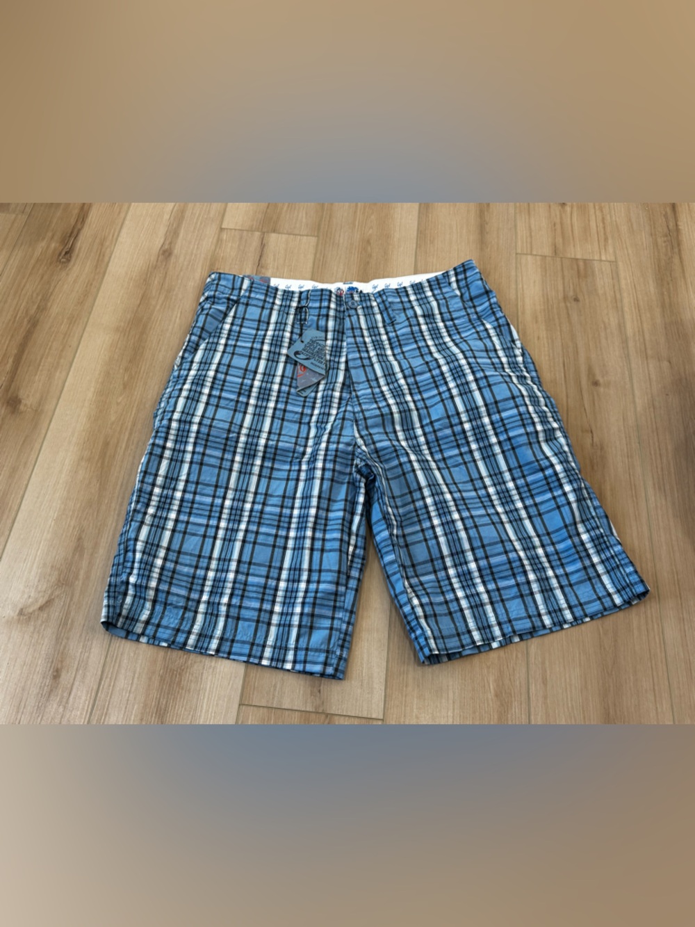 Pacific Flyer Blue Plaid Shorts Mens Size 38 NWT Casual Summer
